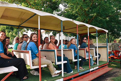 A group of volunteers at an agriculture field trip.